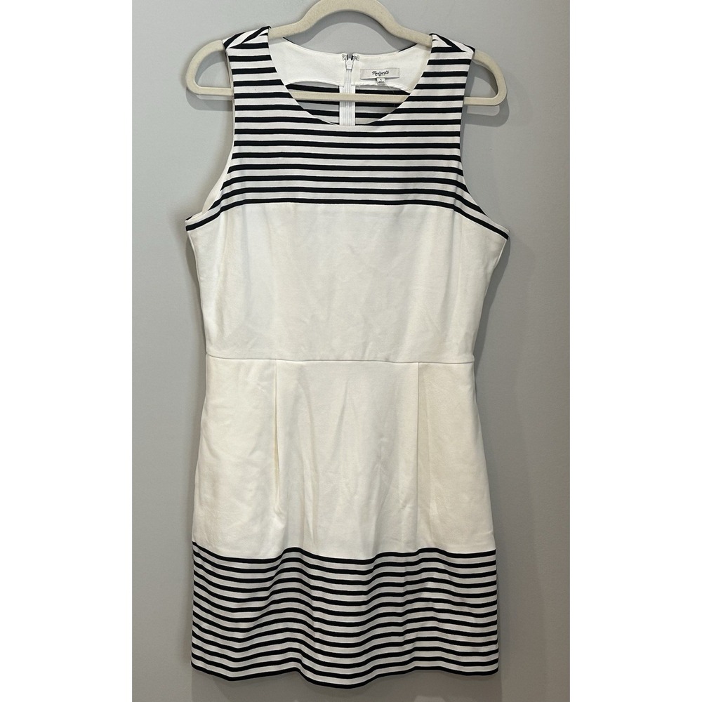 Madewell Striped Sleeveless Dress Black White Colorblock Knit Large Nautical NWT